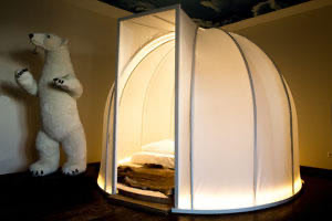 Staying in the igloo in the theme hotel Beverland 